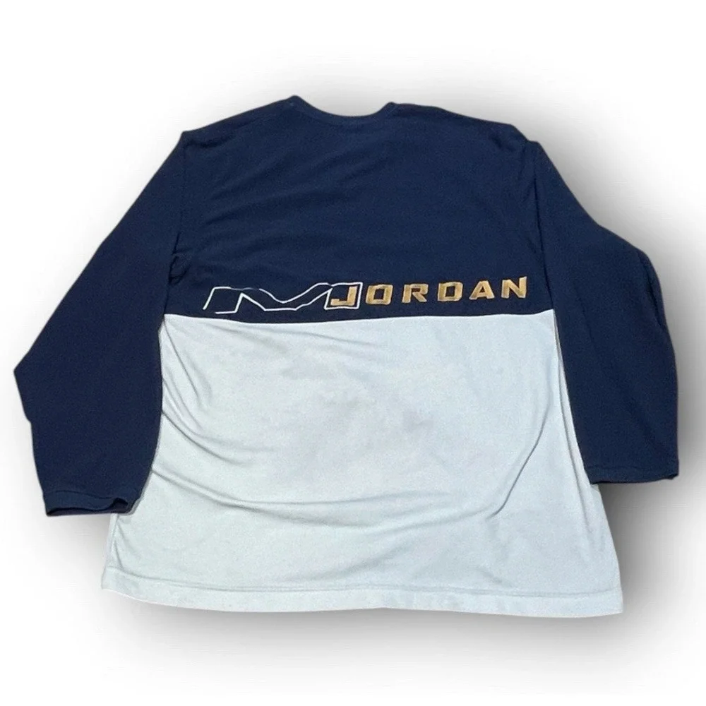 Vtg‎ Nike Jordan Fleece Shirt Adult XXL Colorblock Henley Long Sleeve Blue Y2K